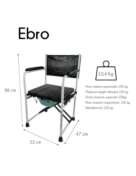 Silla con WC/inodoro plegable EBRO de acero con tapa