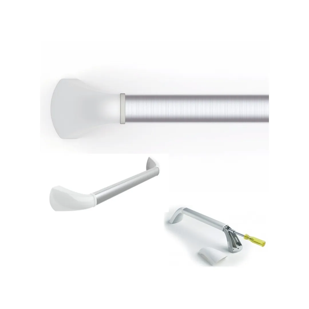 Asidero de Pared Plateado con Tapa Blanco Mate