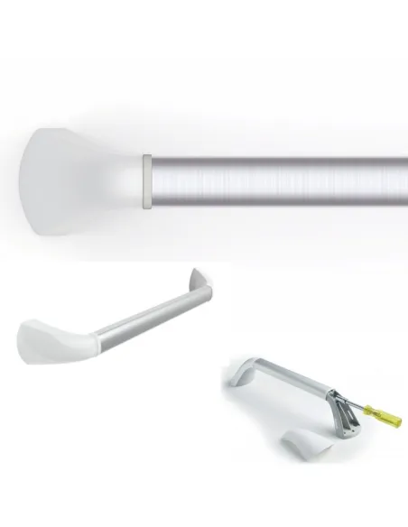 Asidero de Pared Plateado con Tapa Blanco Mate Asidero de Pared Plateado con Tapa Blanco Mate