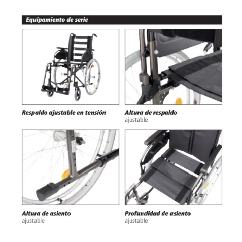 Silla de Ruedas de Aluminio PYRO STAR PLUS SL Ajustable en Altura y Profundidad de Asiento 2