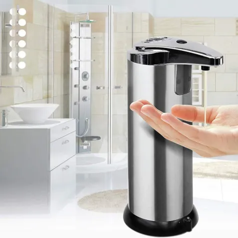 Dispensador de Jabón o gel Automático de Acero Inoxidable para Baño y Cocina de 210ml