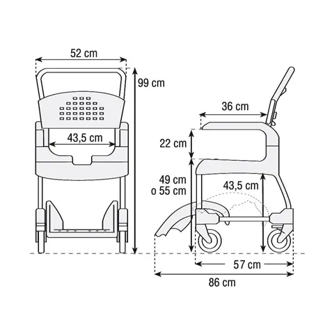 Silla de Ducha y Wc CLEAN Etac Regulable en Altura y... 2