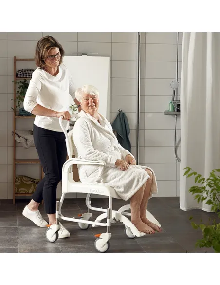 Silla de Ducha y Wc CLEAN Etac Regulable en Altura y Frenos en 4 Ruedas