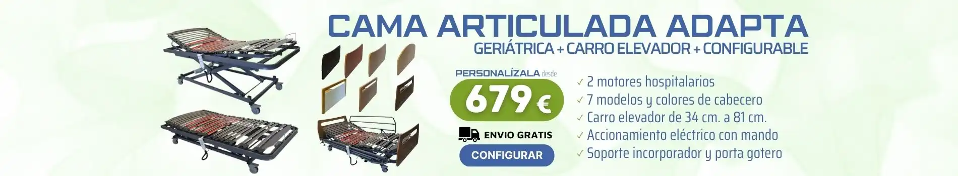 Cama Articulada ADAPTA Geriátrica con Carro Elevador en Ortopedia Online OrtopediaenCasa