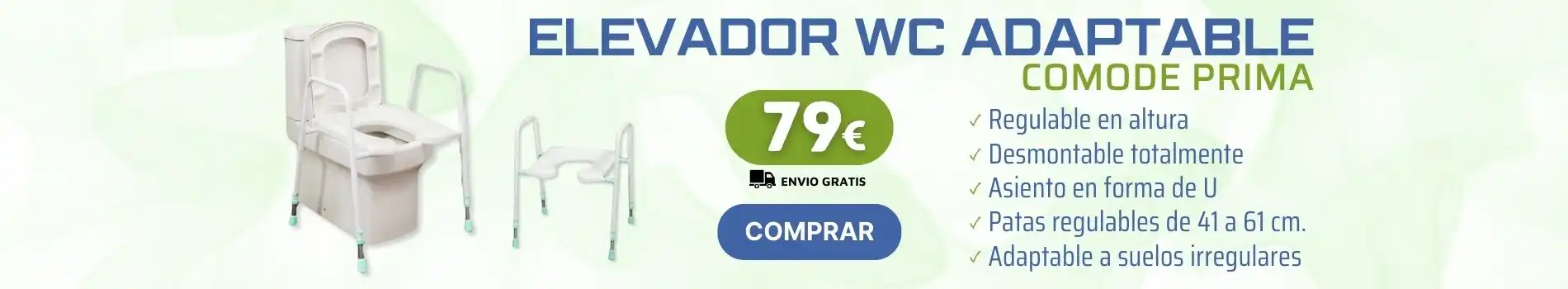 Elevador WC COMODE PRIMA. Elevador Adaptable a cualquier tipo de WC