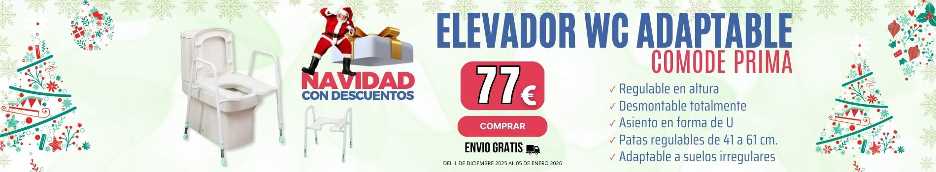 Elevador WC COMODE PRIMA. Elevador Adaptable a cualquier tipo de WC