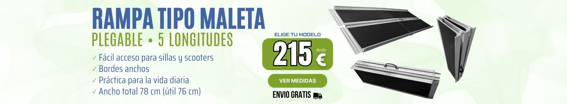 Rampa plegable para sillas de ruedas tipo maleta