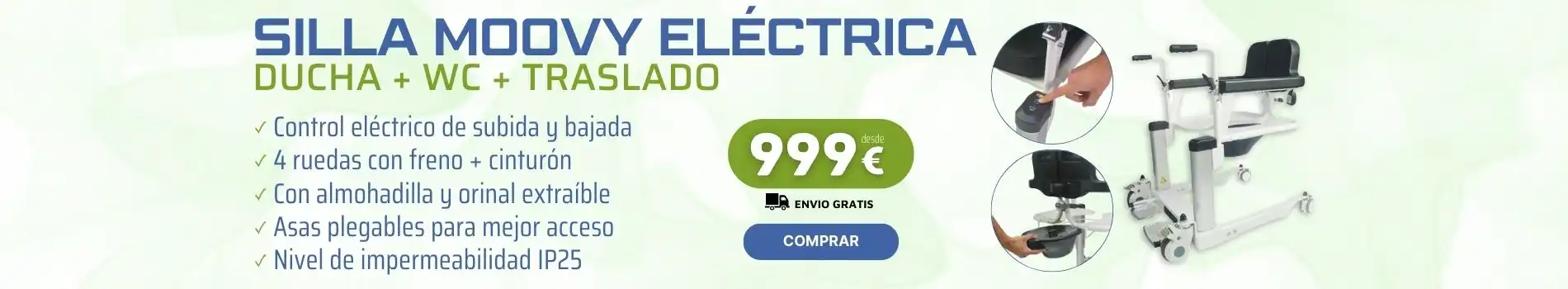 Silla MOOVY Eléctrica de transferencia, Ducha, Wc y Traslados
