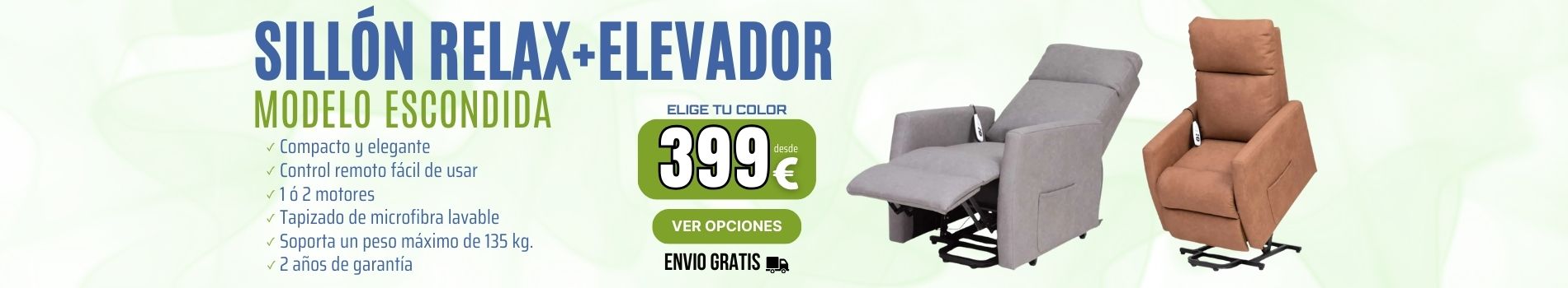 Sillón relax + elevador modelo Escondida