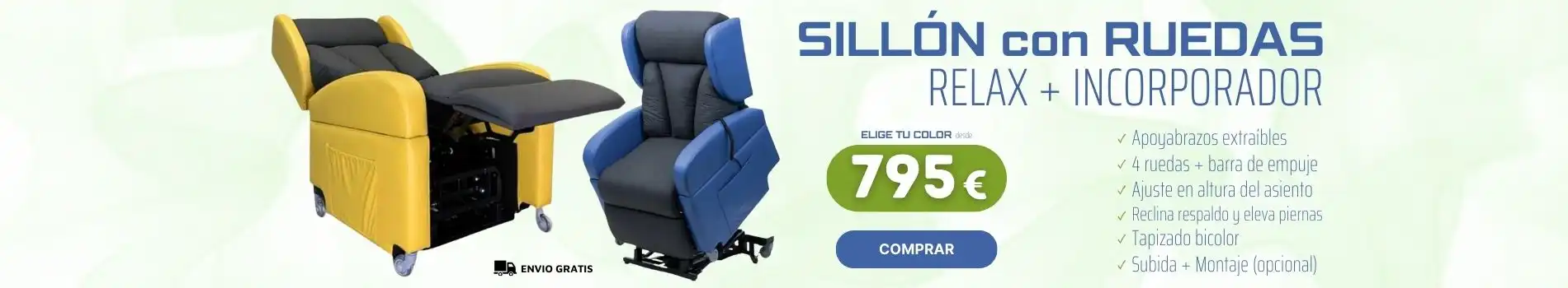 Sillón Relax e Incorporador con Ruedas PROCLASSIC