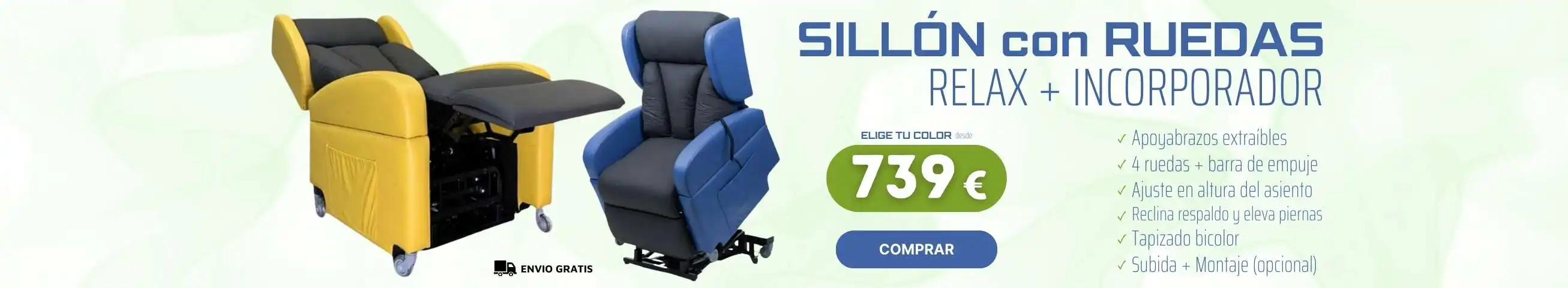 Sillón Relax e Incorporador con Ruedas PROCLASSIC