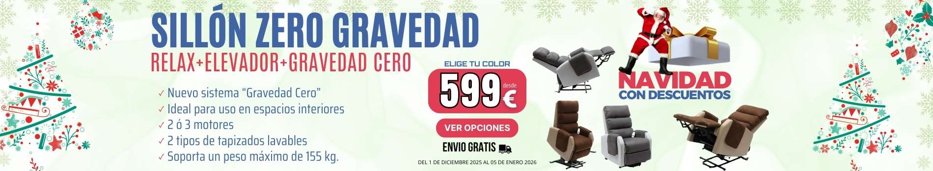 Sill&oacute;n ZERO Gravedad. Sill&oacute;n Relax, Incorporador y Gravedad Cero
