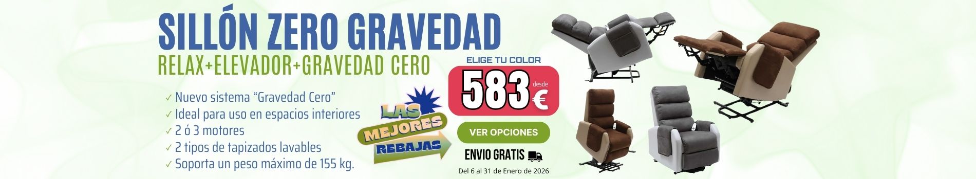 Sillón ZERO Gravedad. Sillón Relax, Incorporador y Gravedad Cero